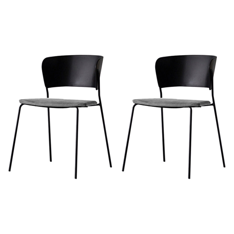 Contemporary Dining Chairs Armless Side Chairs with Metal Legs for Kitchen Black-Gray 2 Piece Set Clearhalo ' kitchen&dining_furn' 'Dining Chairs' 'Dining Tables & Seating' 'dining_chair' 'furn' 'furn_dining_chair' 'Furniture' 'furniture_dining_chair' 'Kitchen & Dining Furniture' 'kitchen' 4260669