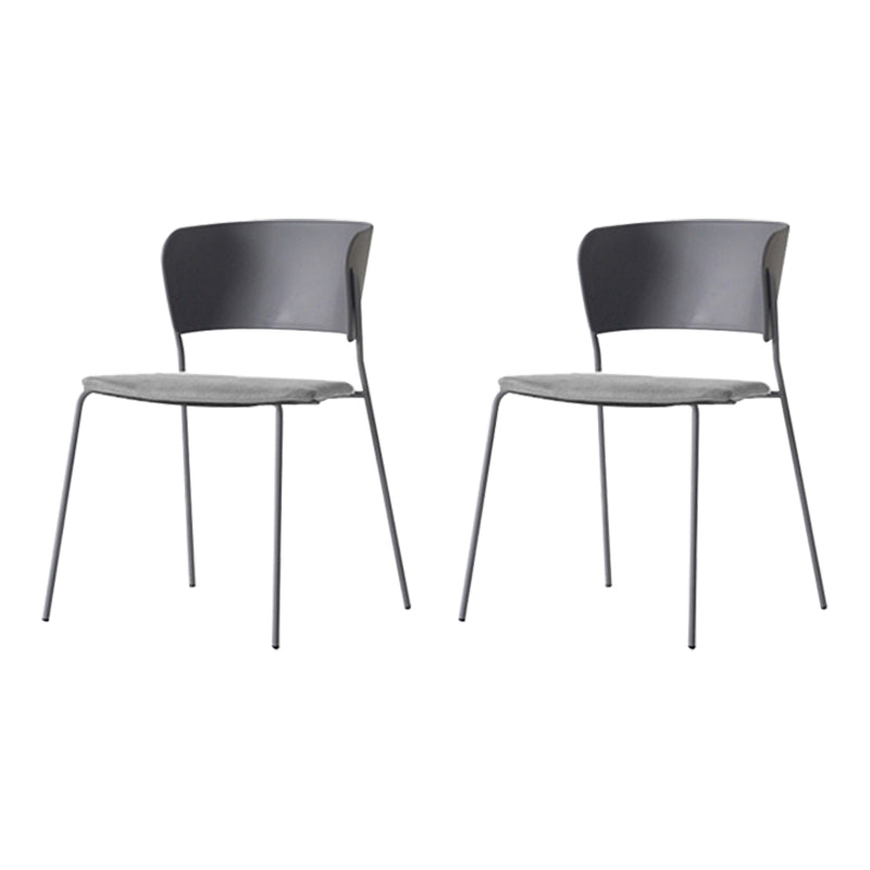 Contemporary Dining Chairs Armless Side Chairs with Metal Legs for Kitchen Gray-White 2 Piece Set Clearhalo ' kitchen&dining_furn' 'Dining Chairs' 'Dining Tables & Seating' 'dining_chair' 'furn' 'furn_dining_chair' 'Furniture' 'furniture_dining_chair' 'Kitchen & Dining Furniture' 'kitchen' 4260674