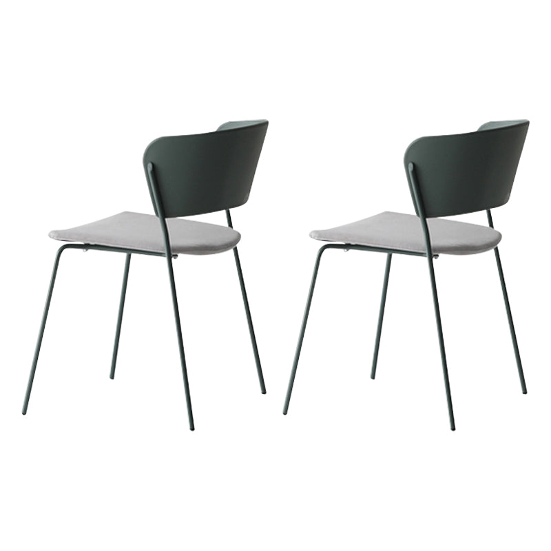 Contemporary Dining Chairs Armless Side Chairs with Metal Legs for Kitchen Gray-Green 2 Piece Set Clearhalo ' kitchen&dining_furn' 'Dining Chairs' 'Dining Tables & Seating' 'dining_chair' 'furn' 'furn_dining_chair' 'Furniture' 'furniture_dining_chair' 'Kitchen & Dining Furniture' 'kitchen' 4260677