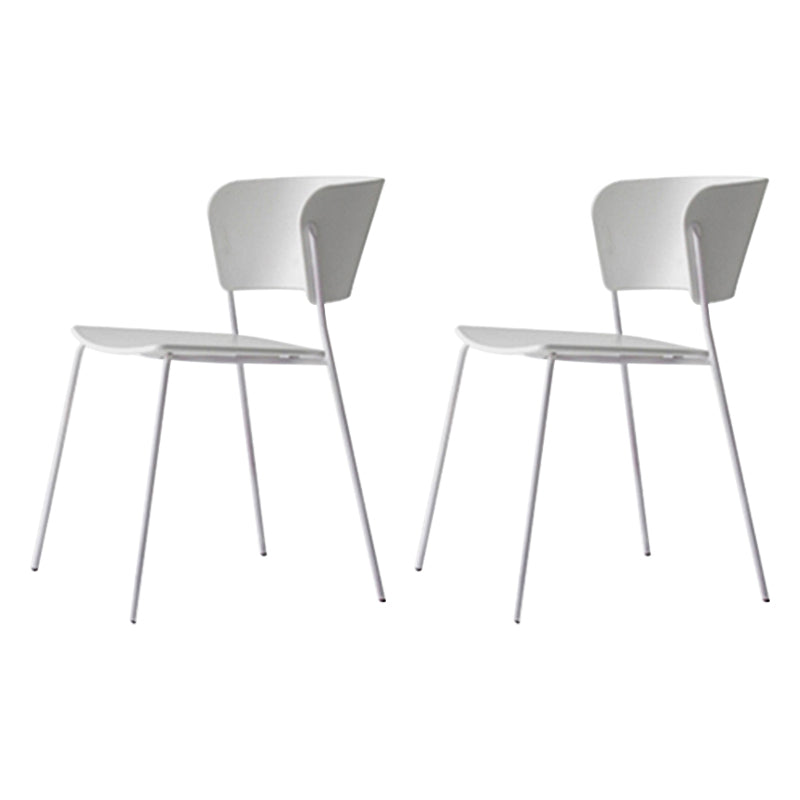 Contemporary Dining Chairs Armless Side Chairs with Metal Legs for Kitchen White 2 Piece Set Clearhalo ' kitchen&dining_furn' 'Dining Chairs' 'Dining Tables & Seating' 'dining_chair' 'furn' 'furn_dining_chair' 'Furniture' 'furniture_dining_chair' 'Kitchen & Dining Furniture' 'kitchen' 4260680