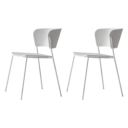 Contemporary Dining Chairs Armless Side Chairs with Metal Legs for Kitchen White 2 Piece Set Clearhalo ' kitchen&dining_furn' 'Dining Chairs' 'Dining Tables & Seating' 'dining_chair' 'furn' 'furn_dining_chair' 'Furniture' 'furniture_dining_chair' 'Kitchen & Dining Furniture' 'kitchen' 4260680