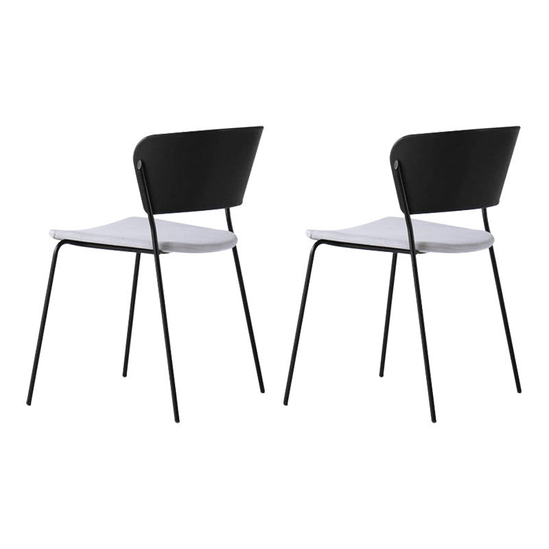 Contemporary Dining Chairs Armless Side Chairs with Metal Legs for Kitchen Light Gray-Black 2 Piece Set Clearhalo ' kitchen&dining_furn' 'Dining Chairs' 'Dining Tables & Seating' 'dining_chair' 'furn' 'furn_dining_chair' 'Furniture' 'furniture_dining_chair' 'Kitchen & Dining Furniture' 'kitchen' 4260682