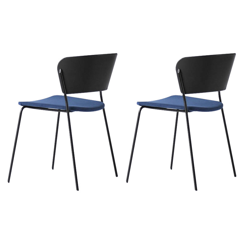 Contemporary Dining Chairs Armless Side Chairs with Metal Legs for Kitchen Blue-Black 2 Piece Set Clearhalo ' kitchen&dining_furn' 'Dining Chairs' 'Dining Tables & Seating' 'dining_chair' 'furn' 'furn_dining_chair' 'Furniture' 'furniture_dining_chair' 'Kitchen & Dining Furniture' 'kitchen' 4260683