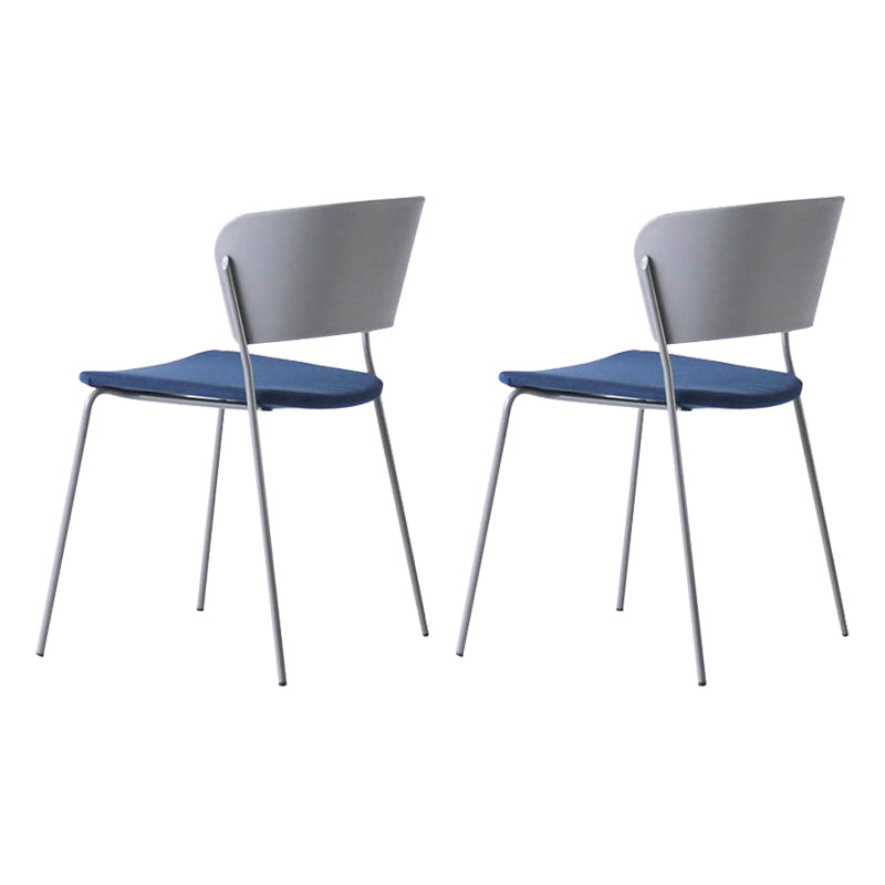 Contemporary Dining Chairs Armless Side Chairs with Metal Legs for Kitchen Gray-Blue 2 Piece Set Clearhalo ' kitchen&dining_furn' 'Dining Chairs' 'Dining Tables & Seating' 'dining_chair' 'furn' 'furn_dining_chair' 'Furniture' 'furniture_dining_chair' 'Kitchen & Dining Furniture' 'kitchen' 4260684