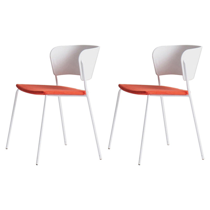 Contemporary Dining Chairs Armless Side Chairs with Metal Legs for Kitchen White-Red 2 Piece Set Clearhalo ' kitchen&dining_furn' 'Dining Chairs' 'Dining Tables & Seating' 'dining_chair' 'furn' 'furn_dining_chair' 'Furniture' 'furniture_dining_chair' 'Kitchen & Dining Furniture' 'kitchen' 4260685