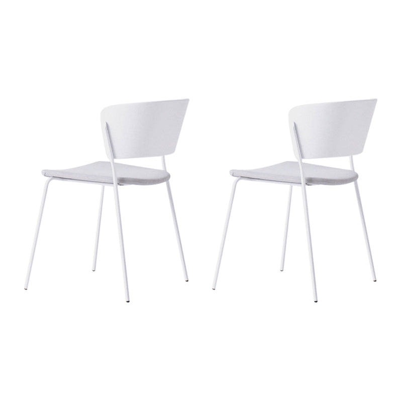 Contemporary Dining Chairs Armless Side Chairs with Metal Legs for Kitchen Light Gray-White 2 Piece Set Clearhalo ' kitchen&dining_furn' 'Dining Chairs' 'Dining Tables & Seating' 'dining_chair' 'furn' 'furn_dining_chair' 'Furniture' 'furniture_dining_chair' 'Kitchen & Dining Furniture' 'kitchen' 4260687