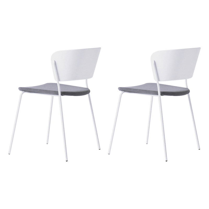 Contemporary Dining Chairs Armless Side Chairs with Metal Legs for Kitchen Dark Gray-White 2 Piece Set Clearhalo ' kitchen&dining_furn' 'Dining Chairs' 'Dining Tables & Seating' 'dining_chair' 'furn' 'furn_dining_chair' 'Furniture' 'furniture_dining_chair' 'Kitchen & Dining Furniture' 'kitchen' 4260688