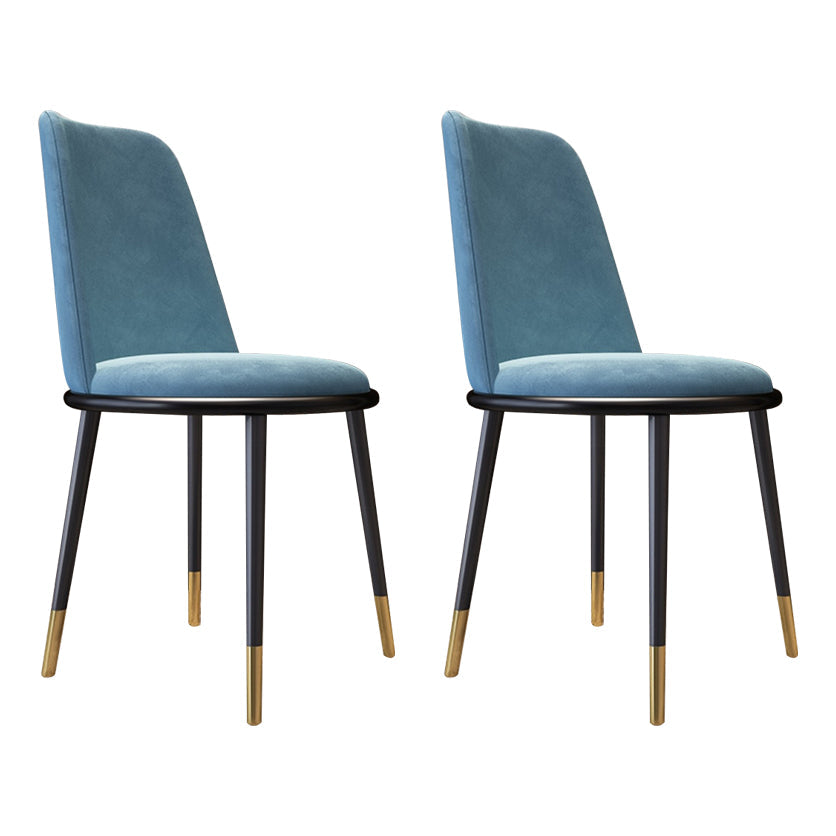 Nordic Style Side Chairs Armless Chairs with Metal Legs for Kitchen Blue 2 Piece Set Clearhalo ' kitchen&dining_furn' 'Dining Chairs' 'Dining Tables & Seating' 'dining_chair' 'furn' 'furn_dining_chair' 'Furniture' 'furniture_dining_chair' 'Kitchen & Dining Furniture' 'kitchen' 4260740