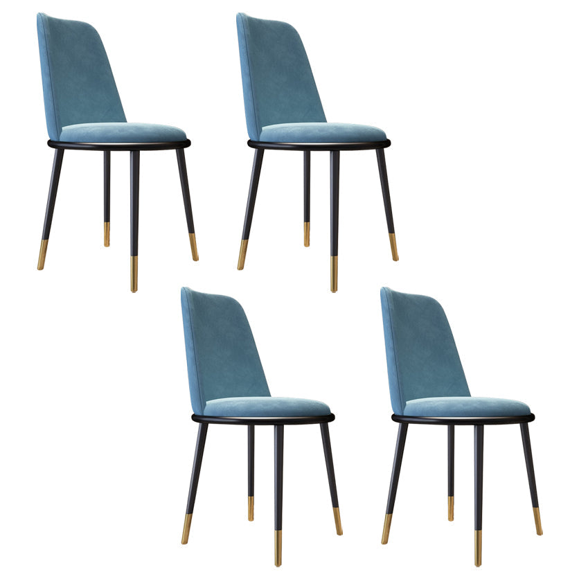 Nordic Style Side Chairs Armless Chairs with Metal Legs for Kitchen Blue 4 Piece Set Clearhalo ' kitchen&dining_furn' 'Dining Chairs' 'Dining Tables & Seating' 'dining_chair' 'furn' 'furn_dining_chair' 'Furniture' 'furniture_dining_chair' 'Kitchen & Dining Furniture' 'kitchen' 4260742