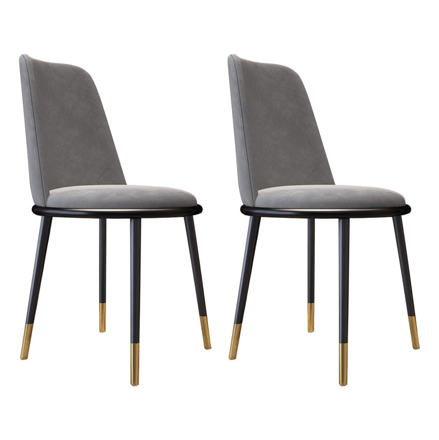 Nordic Style Side Chairs Armless Chairs with Metal Legs for Kitchen Dark Gray 2 Piece Set Clearhalo ' kitchen&dining_furn' 'Dining Chairs' 'Dining Tables & Seating' 'dining_chair' 'furn' 'furn_dining_chair' 'Furniture' 'furniture_dining_chair' 'Kitchen & Dining Furniture' 'kitchen' 4260744