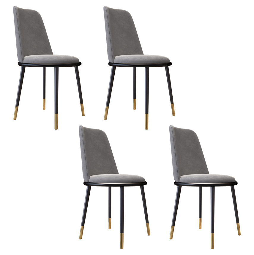 Nordic Style Side Chairs Armless Chairs with Metal Legs for Kitchen Dark Gray 4 Piece Set Clearhalo ' kitchen&dining_furn' 'Dining Chairs' 'Dining Tables & Seating' 'dining_chair' 'furn' 'furn_dining_chair' 'Furniture' 'furniture_dining_chair' 'Kitchen & Dining Furniture' 'kitchen' 4260746