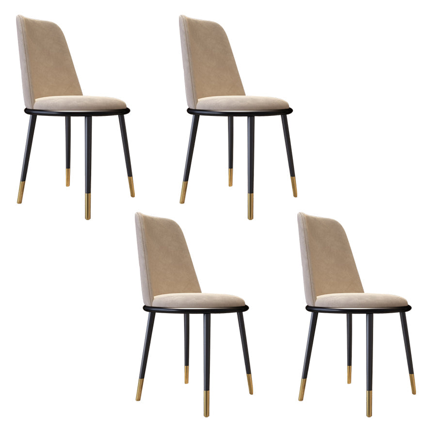 Nordic Style Side Chairs Armless Chairs with Metal Legs for Kitchen Khaki 4 Piece Set Clearhalo ' kitchen&dining_furn' 'Dining Chairs' 'Dining Tables & Seating' 'dining_chair' 'furn' 'furn_dining_chair' 'Furniture' 'furniture_dining_chair' 'Kitchen & Dining Furniture' 'kitchen' 4260750