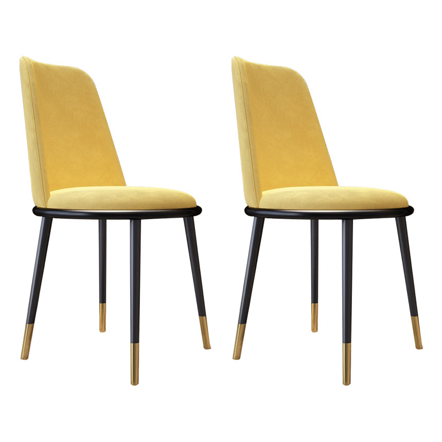 Nordic Style Side Chairs Armless Chairs with Metal Legs for Kitchen Yellow 2 Piece Set Clearhalo ' kitchen&dining_furn' 'Dining Chairs' 'Dining Tables & Seating' 'dining_chair' 'furn' 'furn_dining_chair' 'Furniture' 'furniture_dining_chair' 'Kitchen & Dining Furniture' 'kitchen' 4260752