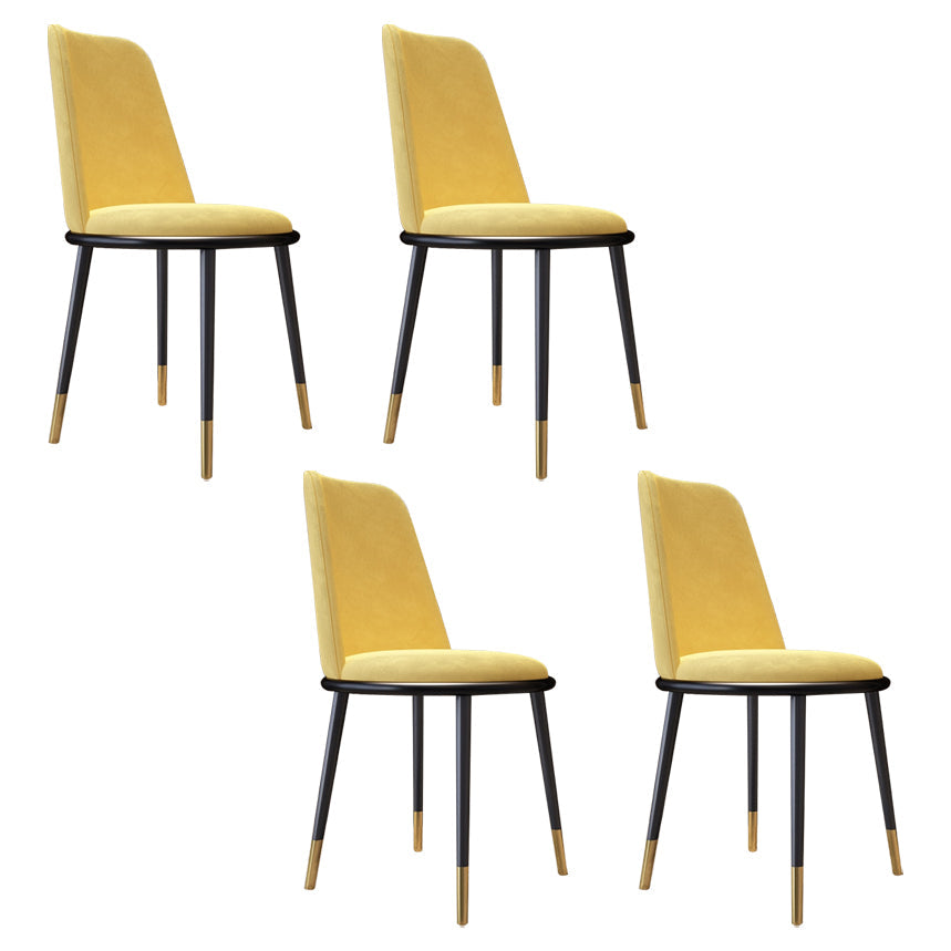 Nordic Style Side Chairs Armless Chairs with Metal Legs for Kitchen Yellow 4 Piece Set Clearhalo ' kitchen&dining_furn' 'Dining Chairs' 'Dining Tables & Seating' 'dining_chair' 'furn' 'furn_dining_chair' 'Furniture' 'furniture_dining_chair' 'Kitchen & Dining Furniture' 'kitchen' 4260753