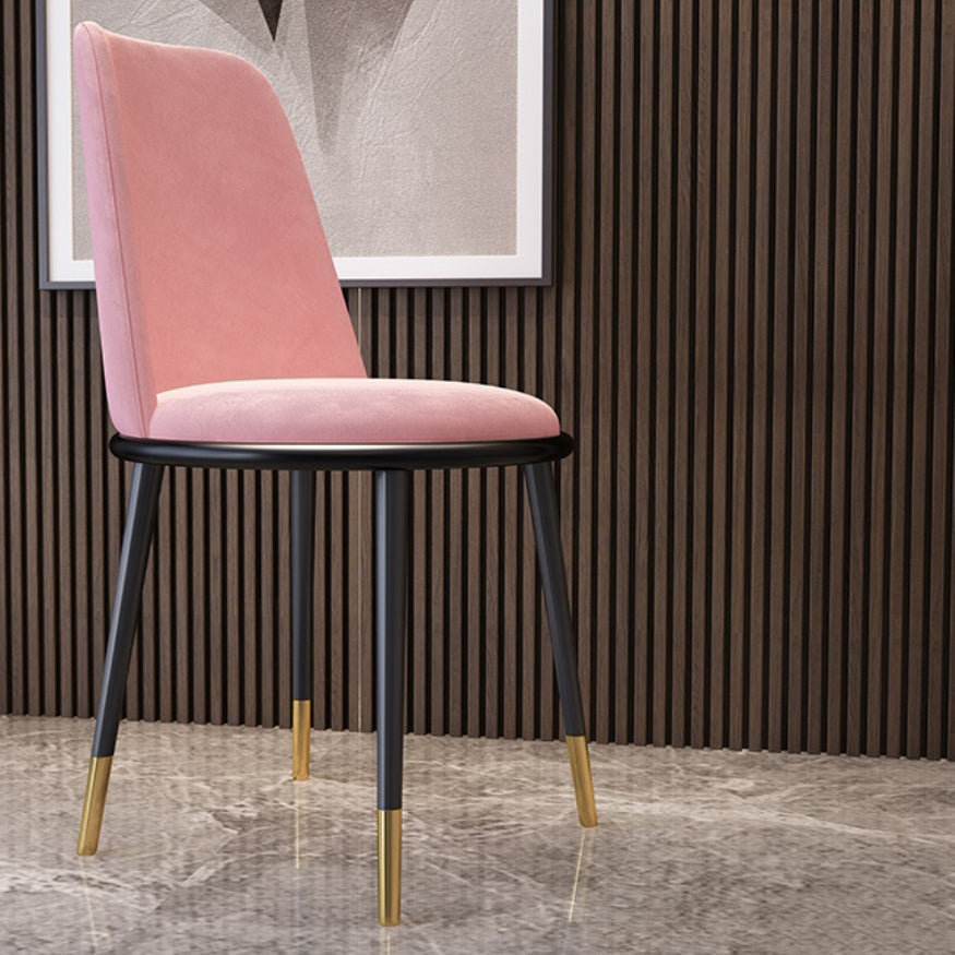 Nordic Style Side Chairs Armless Chairs with Metal Legs for Kitchen Pink 1 Piece Clearhalo ' kitchen&dining_furn' 'Dining Chairs' 'Dining Tables & Seating' 'dining_chair' 'furn' 'furn_dining_chair' 'Furniture' 'furniture_dining_chair' 'Kitchen & Dining Furniture' 'kitchen' 4260754