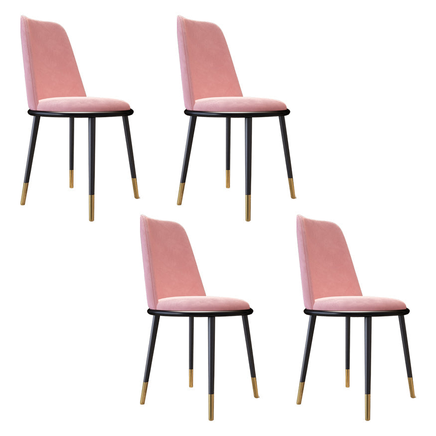 Nordic Style Side Chairs Armless Chairs with Metal Legs for Kitchen Pink 4 Piece Set Clearhalo ' kitchen&dining_furn' 'Dining Chairs' 'Dining Tables & Seating' 'dining_chair' 'furn' 'furn_dining_chair' 'Furniture' 'furniture_dining_chair' 'Kitchen & Dining Furniture' 'kitchen' 4260756