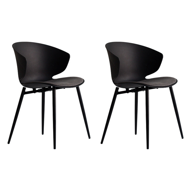 Contemporary Style Dining Chair Armless Wingback Side Chairs with Metal Legs Black 2 Piece Set Clearhalo ' kitchen&dining_furn' 'Dining Chairs' 'Dining Tables & Seating' 'dining_chair' 'furn' 'furn_dining_chair' 'Furniture' 'furniture_dining_chair' 'Kitchen & Dining Furniture' 'kitchen' 4260759