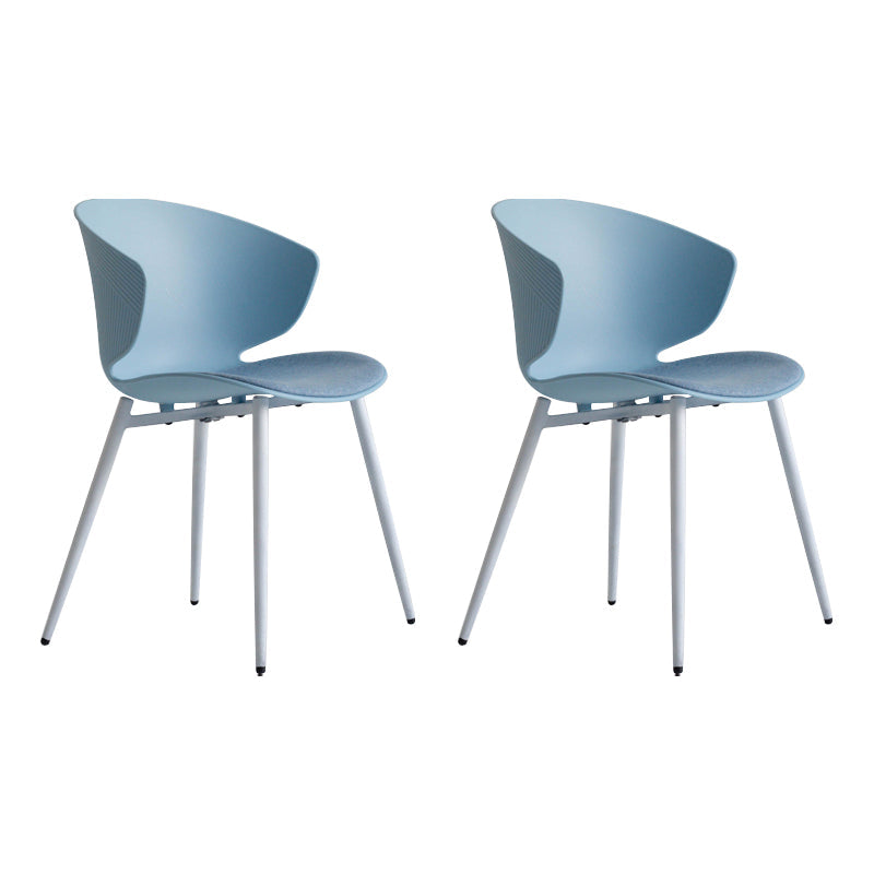 Contemporary Style Dining Chair Armless Wingback Side Chairs with Metal Legs Blue 2 Piece Set Clearhalo ' kitchen&dining_furn' 'Dining Chairs' 'Dining Tables & Seating' 'dining_chair' 'furn' 'furn_dining_chair' 'Furniture' 'furniture_dining_chair' 'Kitchen & Dining Furniture' 'kitchen' 4260760