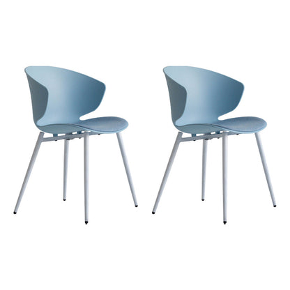 Contemporary Style Dining Chair Armless Wingback Side Chairs with Metal Legs Blue 2 Piece Set Clearhalo ' kitchen&dining_furn' 'Dining Chairs' 'Dining Tables & Seating' 'dining_chair' 'furn' 'furn_dining_chair' 'Furniture' 'furniture_dining_chair' 'Kitchen & Dining Furniture' 'kitchen' 4260760