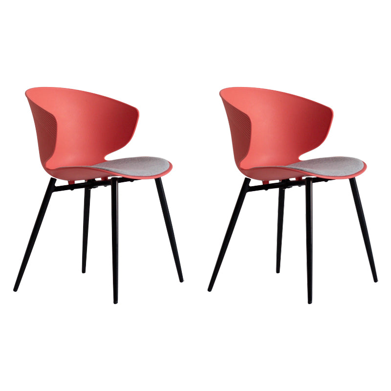 Contemporary Style Dining Chair Armless Wingback Side Chairs with Metal Legs Red-Black 2 Piece Set Clearhalo ' kitchen&dining_furn' 'Dining Chairs' 'Dining Tables & Seating' 'dining_chair' 'furn' 'furn_dining_chair' 'Furniture' 'furniture_dining_chair' 'Kitchen & Dining Furniture' 'kitchen' 4260764