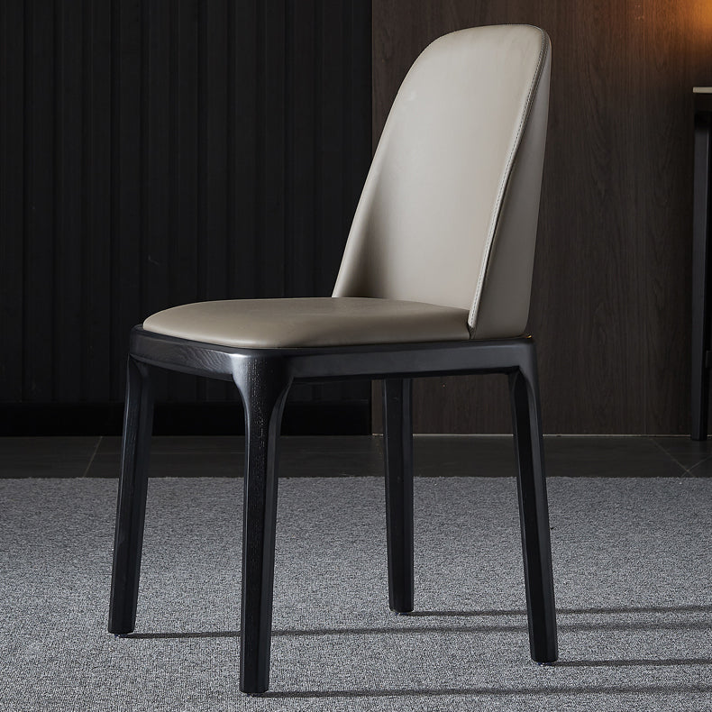 Contemporary Style Side Chairs Armless Parsons Chairs with Wooden Legs Grey 1 Piece Clearhalo ' kitchen&dining_furn' 'Dining Chairs' 'Dining Tables & Seating' 'dining_chair' 'furn' 'furn_dining_chair' 'Furniture' 'furniture_dining_chair' 'Kitchen & Dining Furniture' 'kitchen' 4260778