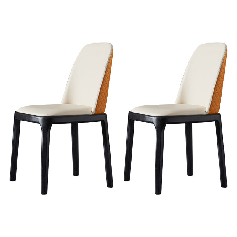 Contemporary Style Side Chairs Armless Parsons Chairs with Wooden Legs White 2 Piece Set Clearhalo ' kitchen&dining_furn' 'Dining Chairs' 'Dining Tables & Seating' 'dining_chair' 'furn' 'furn_dining_chair' 'Furniture' 'furniture_dining_chair' 'Kitchen & Dining Furniture' 'kitchen' 4260783