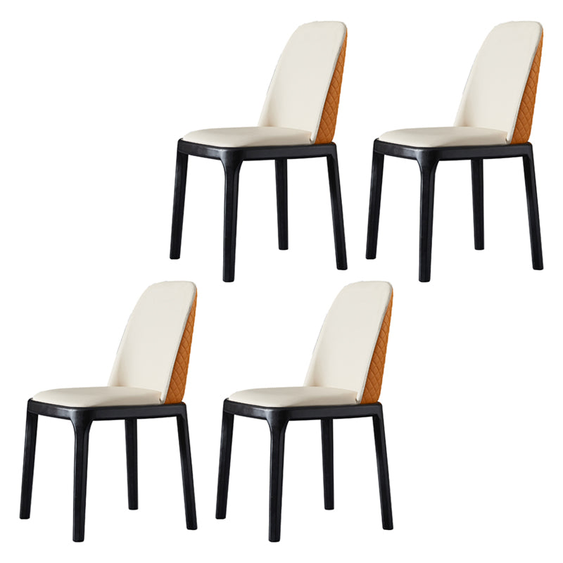 Contemporary Style Side Chairs Armless Parsons Chairs with Wooden Legs White 4 Piece Set Clearhalo ' kitchen&dining_furn' 'Dining Chairs' 'Dining Tables & Seating' 'dining_chair' 'furn' 'furn_dining_chair' 'Furniture' 'furniture_dining_chair' 'Kitchen & Dining Furniture' 'kitchen' 4260785