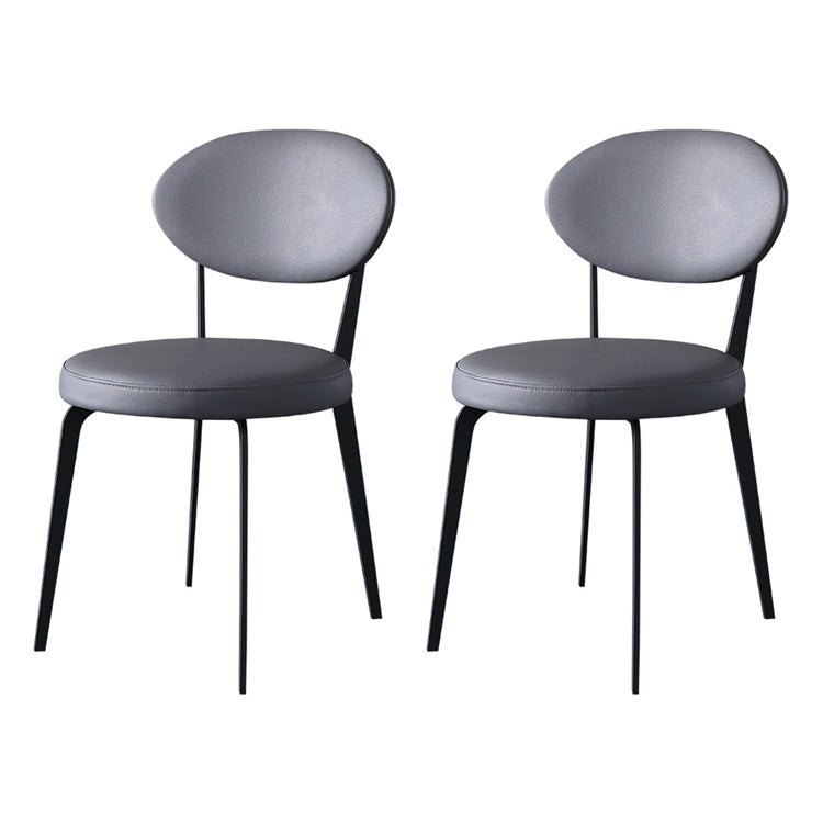 Contemporary Restaurant Leather Side Chair Open Back Dining Chair with Black Legs Grey 2 Piece Set Clearhalo ' kitchen&dining_furn' 'Dining Chairs' 'Dining Tables & Seating' 'dining_chair' 'furn' 'furn_dining_chair' 'Furniture' 'furniture_dining_chair' 'Kitchen & Dining Furniture' 'kitchen' 4260831