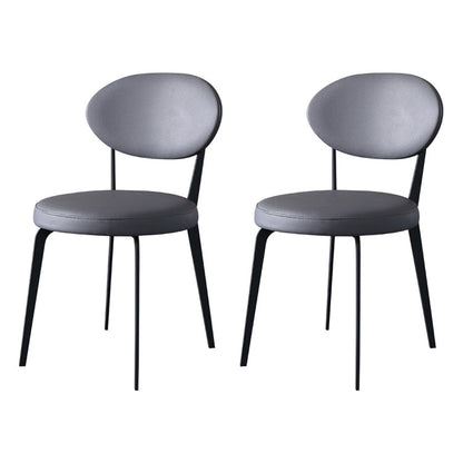 Contemporary Restaurant Leather Side Chair Open Back Dining Chair with Black Legs Grey 2 Piece Set Clearhalo ' kitchen&dining_furn' 'Dining Chairs' 'Dining Tables & Seating' 'dining_chair' 'furn' 'furn_dining_chair' 'Furniture' 'furniture_dining_chair' 'Kitchen & Dining Furniture' 'kitchen' 4260831