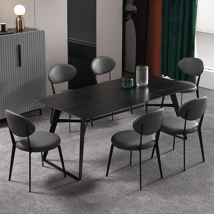 Contemporary Restaurant Leather Side Chair Open Back Dining Chair with Black Legs Clearhalo ' kitchen&dining_furn' 'Dining Chairs' 'Dining Tables & Seating' 'dining_chair' 'furn' 'furn_dining_chair' 'Furniture' 'furniture_dining_chair' 'Kitchen & Dining Furniture' 'kitchen' 4260832