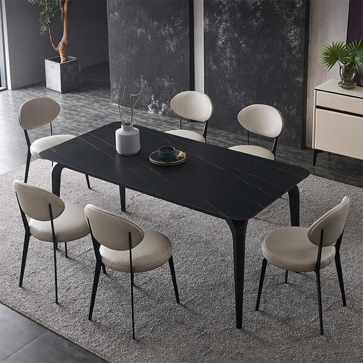 Contemporary Restaurant Leather Side Chair Open Back Dining Chair with Black Legs Clearhalo ' kitchen&dining_furn' 'Dining Chairs' 'Dining Tables & Seating' 'dining_chair' 'furn' 'furn_dining_chair' 'Furniture' 'furniture_dining_chair' 'Kitchen & Dining Furniture' 'kitchen' 4260833