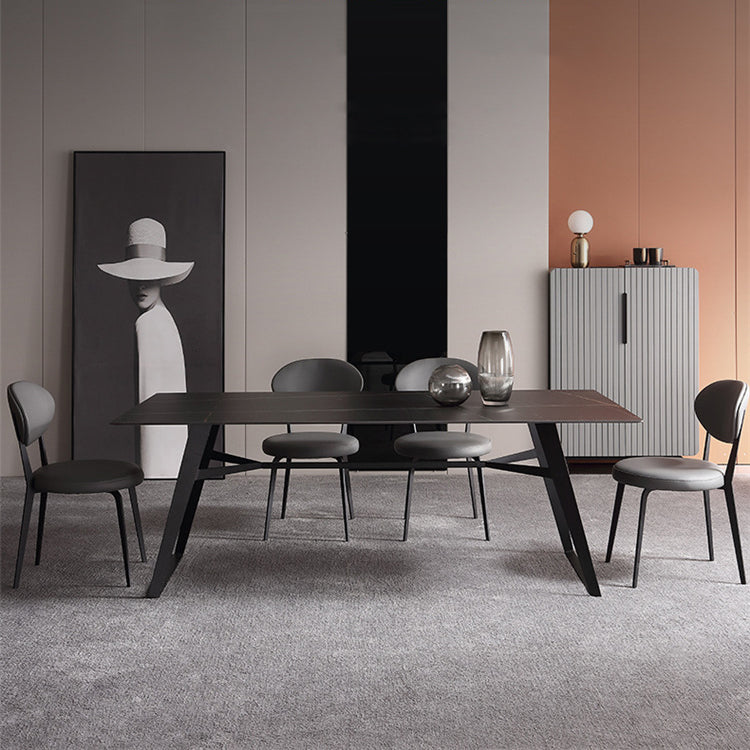 Contemporary Restaurant Leather Side Chair Open Back Dining Chair with Black Legs Clearhalo ' kitchen&dining_furn' 'Dining Chairs' 'Dining Tables & Seating' 'dining_chair' 'furn' 'furn_dining_chair' 'Furniture' 'furniture_dining_chair' 'Kitchen & Dining Furniture' 'kitchen' 4260840