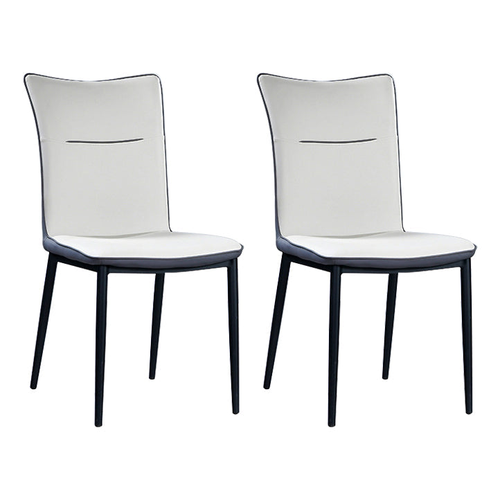 Leather Upholstered Dining Chairs Solid Back Side Chairs with Metal Legs Light Gray 2 Piece Set Clearhalo ' kitchen&dining_furn' 'Dining Chairs' 'Dining Tables & Seating' 'dining_chair' 'furn' 'furn_dining_chair' 'Furniture' 'furniture_dining_chair' 'Kitchen & Dining Furniture' 'kitchen' 4260844