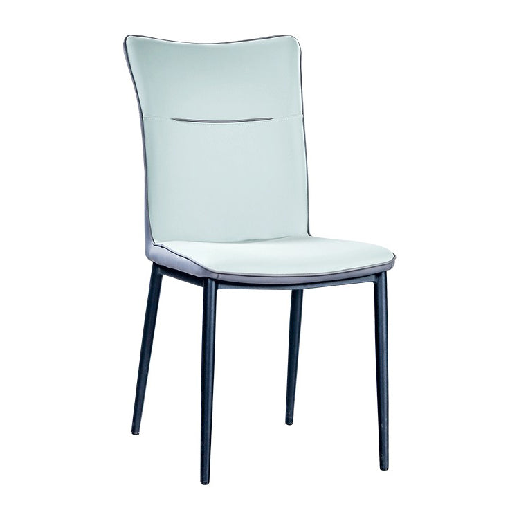 Leather Upholstered Dining Chairs Solid Back Side Chairs with Metal Legs Clearhalo ' kitchen&dining_furn' 'Dining Chairs' 'Dining Tables & Seating' 'dining_chair' 'furn' 'furn_dining_chair' 'Furniture' 'furniture_dining_chair' 'Kitchen & Dining Furniture' 'kitchen' 4260849