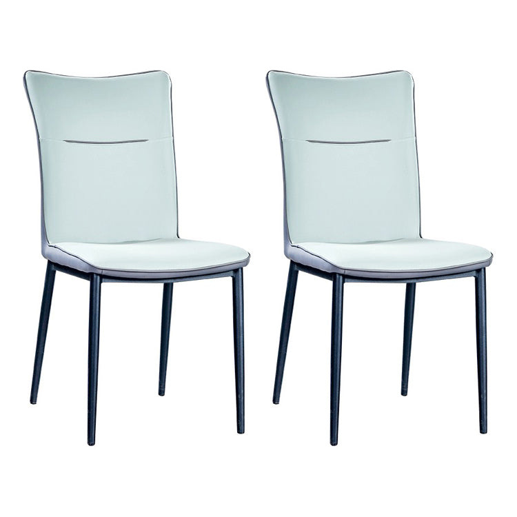 Leather Upholstered Dining Chairs Solid Back Side Chairs with Metal Legs Mint Green 2 Piece Set Clearhalo ' kitchen&dining_furn' 'Dining Chairs' 'Dining Tables & Seating' 'dining_chair' 'furn' 'furn_dining_chair' 'Furniture' 'furniture_dining_chair' 'Kitchen & Dining Furniture' 'kitchen' 4260850