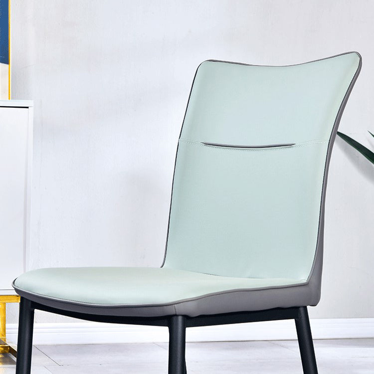 Leather Upholstered Dining Chairs Solid Back Side Chairs with Metal Legs Clearhalo ' kitchen&dining_furn' 'Dining Chairs' 'Dining Tables & Seating' 'dining_chair' 'furn' 'furn_dining_chair' 'Furniture' 'furniture_dining_chair' 'Kitchen & Dining Furniture' 'kitchen' 4260851