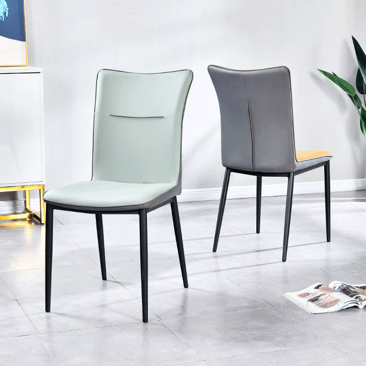 Leather Upholstered Dining Chairs Solid Back Side Chairs with Metal Legs Clearhalo ' kitchen&dining_furn' 'Dining Chairs' 'Dining Tables & Seating' 'dining_chair' 'furn' 'furn_dining_chair' 'Furniture' 'furniture_dining_chair' 'Kitchen & Dining Furniture' 'kitchen' 4260857