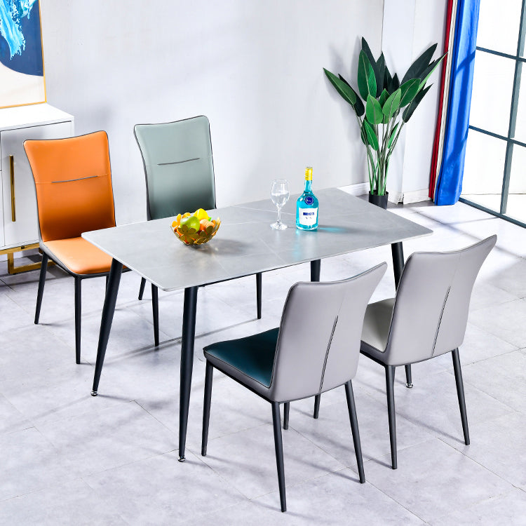 Leather Upholstered Dining Chairs Solid Back Side Chairs with Metal Legs Clearhalo ' kitchen&dining_furn' 'Dining Chairs' 'Dining Tables & Seating' 'dining_chair' 'furn' 'furn_dining_chair' 'Furniture' 'furniture_dining_chair' 'Kitchen & Dining Furniture' 'kitchen' 4260858