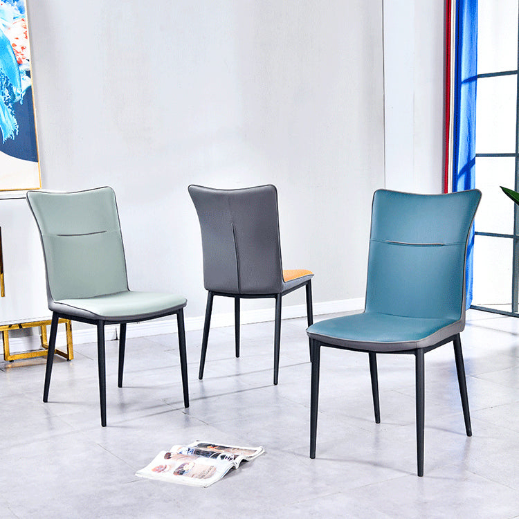 Leather Upholstered Dining Chairs Solid Back Side Chairs with Metal Legs Clearhalo ' kitchen&dining_furn' 'Dining Chairs' 'Dining Tables & Seating' 'dining_chair' 'furn' 'furn_dining_chair' 'Furniture' 'furniture_dining_chair' 'Kitchen & Dining Furniture' 'kitchen' 4260859