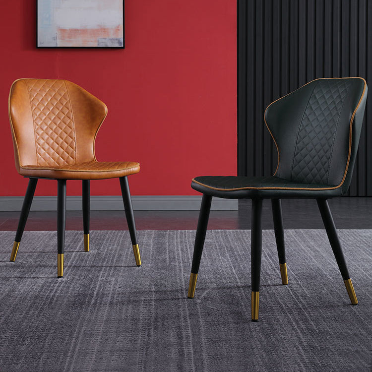 Indoor Scandinavian Side Chair Metal Upholstered Wingback Dining Room Chair Clearhalo ' kitchen&dining_furn' 'Dining Chairs' 'Dining Tables & Seating' 'dining_chair' 'furn' 'furn_dining_chair' 'Furniture' 'furniture_dining_chair' 'Kitchen & Dining Furniture' 'kitchen' 4260898