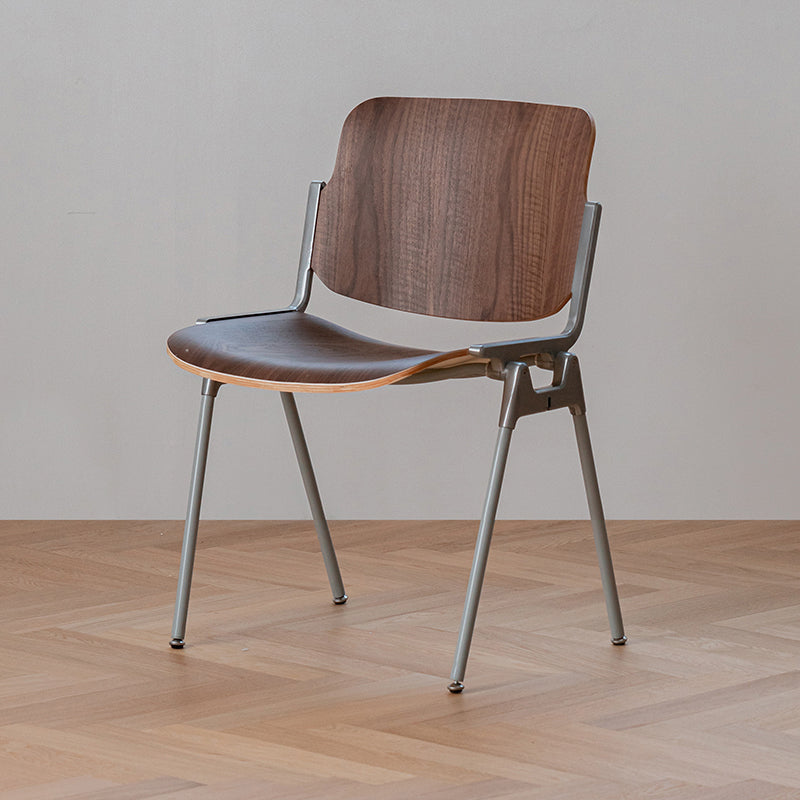 Contemporary Style Dining Chair Armless Open Back Chairs with Metal Legs Walnut 1 Piece Clearhalo ' kitchen&dining_furn' 'Dining Chairs' 'Dining Tables & Seating' 'dining_chair' 'furn' 'furn_dining_chair' 'Furniture' 'furniture_dining_chair' 'Kitchen & Dining Furniture' 'kitchen' 4260910