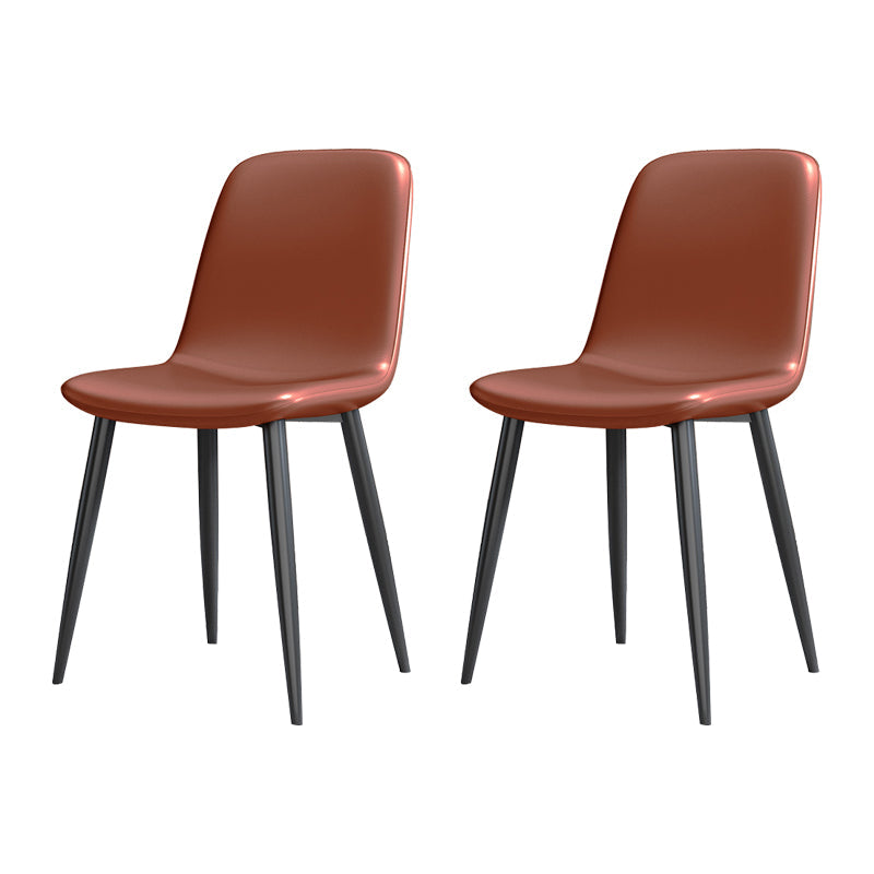 Modern Leather Meeting Room Side Chair Solid Back Matte Finish Dining Chair Brown Set of 2 Clearhalo ' kitchen&dining_furn' 'Dining Chairs' 'Dining Tables & Seating' 'dining_chair' 'Furniture' 'furniture_dining_chair' 'Kitchen & Dining Furniture' 'kitchen' 4260933