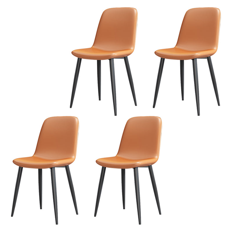 Modern Leather Meeting Room Side Chair Solid Back Matte Finish Dining Chair Orange Set of 4 Clearhalo ' kitchen&dining_furn' 'Dining Chairs' 'Dining Tables & Seating' 'dining_chair' 'Furniture' 'furniture_dining_chair' 'Kitchen & Dining Furniture' 'kitchen' 4260938