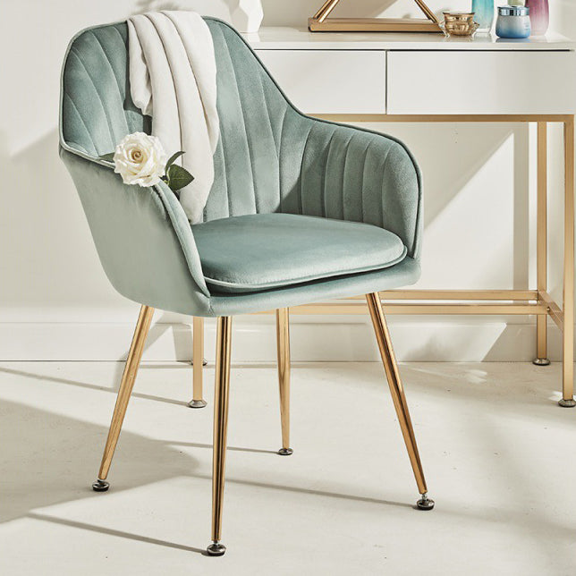 Scandinavian Bedroom Solid Back Arm Chair Velvet Matte Finish Dining Chair Clearhalo ' kitchen&dining_furn' 'Dining Chairs' 'Dining Tables & Seating' 'dining_chair' 'furn' 'furn_dining_chair' 'Furniture' 'furniture_dining_chair' 'Kitchen & Dining Furniture' 'kitchen' 4260948