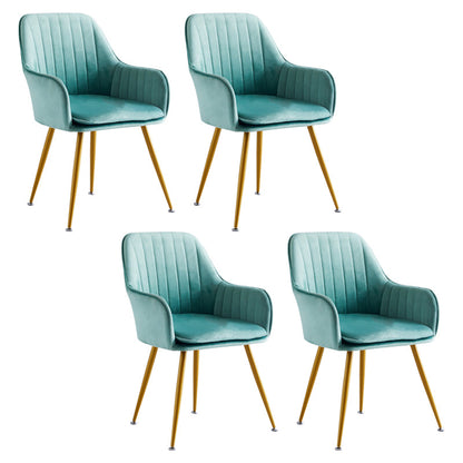 Scandinavian Bedroom Solid Back Arm Chair Velvet Matte Finish Dining Chair Fluorescent Green 4 Piece Set Brass Gold Clearhalo ' kitchen&dining_furn' 'Dining Chairs' 'Dining Tables & Seating' 'dining_chair' 'furn' 'furn_dining_chair' 'Furniture' 'furniture_dining_chair' 'Kitchen & Dining Furniture' 'kitchen' 4260949