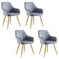 Scandinavian Bedroom Solid Back Arm Chair Velvet Matte Finish Dining Chair 4 Piece Set Brass Gold Clearhalo ' kitchen&dining_furn' 'Dining Chairs' 'Dining Tables & Seating' 'dining_chair' 'furn' 'furn_dining_chair' 'Furniture' 'furniture_dining_chair' 'Kitchen & Dining Furniture' 'kitchen' 4260950