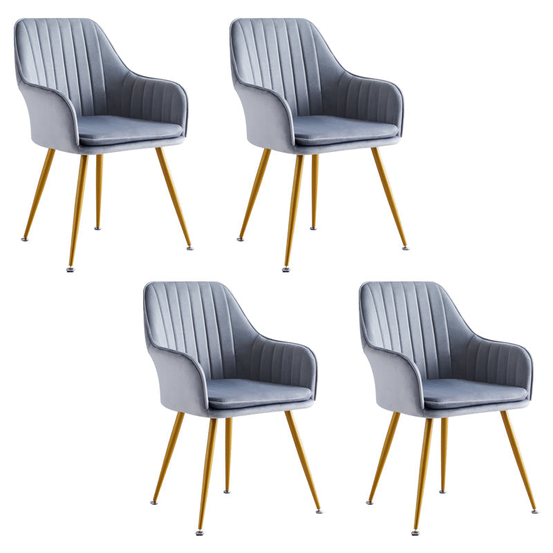 Scandinavian Bedroom Solid Back Arm Chair Velvet Matte Finish Dining Chair 4 Piece Set Brass Gold Clearhalo ' kitchen&dining_furn' 'Dining Chairs' 'Dining Tables & Seating' 'dining_chair' 'furn' 'furn_dining_chair' 'Furniture' 'furniture_dining_chair' 'Kitchen & Dining Furniture' 'kitchen' 4260950