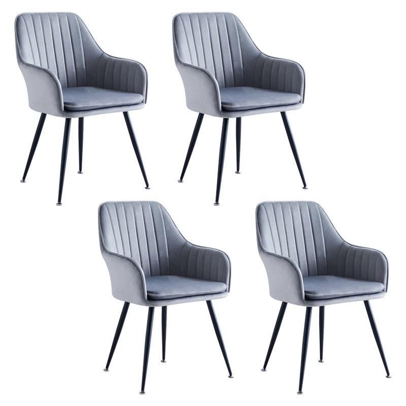 Scandinavian Bedroom Solid Back Arm Chair Velvet Matte Finish Dining Chair 4 Piece Set Black Clearhalo ' kitchen&dining_furn' 'Dining Chairs' 'Dining Tables & Seating' 'dining_chair' 'furn' 'furn_dining_chair' 'Furniture' 'furniture_dining_chair' 'Kitchen & Dining Furniture' 'kitchen' 4260956
