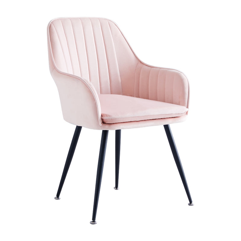 Scandinavian Bedroom Solid Back Arm Chair Velvet Matte Finish Dining Chair Clearhalo ' kitchen&dining_furn' 'Dining Chairs' 'Dining Tables & Seating' 'dining_chair' 'furn' 'furn_dining_chair' 'Furniture' 'furniture_dining_chair' 'Kitchen & Dining Furniture' 'kitchen' 4260957