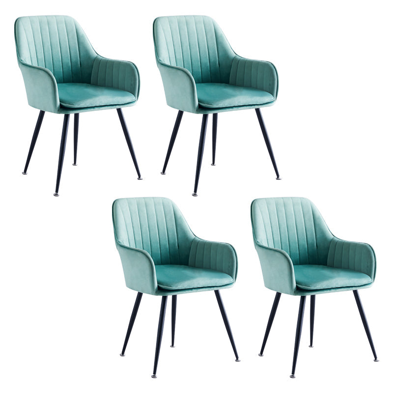 Scandinavian Bedroom Solid Back Arm Chair Velvet Matte Finish Dining Chair Green 4 Piece Set Black Clearhalo ' kitchen&dining_furn' 'Dining Chairs' 'Dining Tables & Seating' 'dining_chair' 'furn' 'furn_dining_chair' 'Furniture' 'furniture_dining_chair' 'Kitchen & Dining Furniture' 'kitchen' 4260959